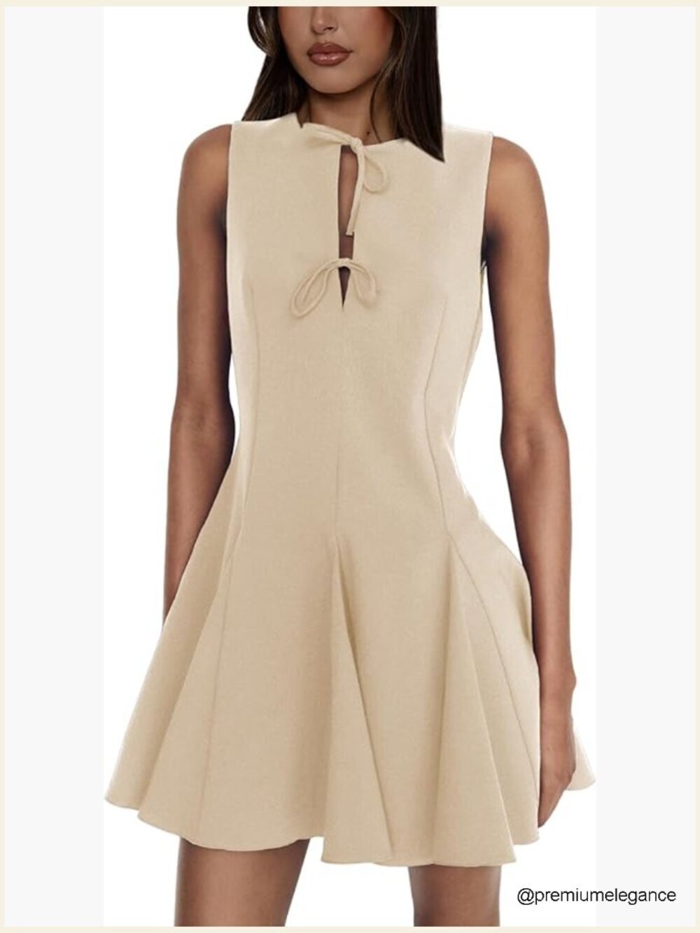 Sleeveless A Line Mini Dress Tie Front Bow Short Party Dress